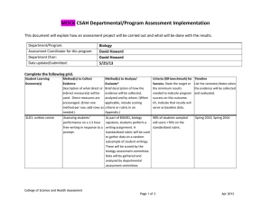 MOCK CSAH Departmental/Program Assessment Implementation