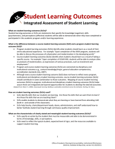 Student Learning Outcomes Integrated Assessment of Student Learning