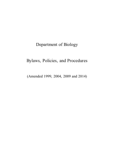 Department of Biology Bylaws, Policies, and Procedures