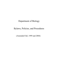 Department of Biology Bylaws, Policies, and Procedures (Amended Fall, 1999 and 2004)