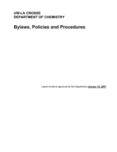 Bylaws, Policies and Procedures UW-LA CROSSE DEPARTMENT OF CHEMISTRY