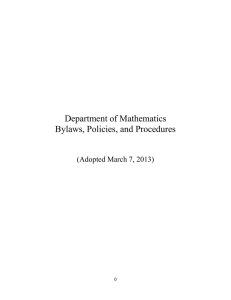 Department of Mathematics Bylaws, Policies, and Procedures (Adopted March 7, 2013)