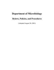 Department of Microbiology  Bylaws, Policies, and Procedures (Adopted August 28, 2001)