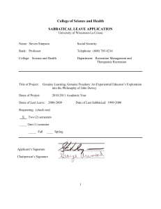 College of Science and Health SABBATICAL LEAVE APPLICATION