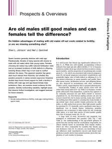 Prospects &amp; Overviews Are old males still good males and can Problems