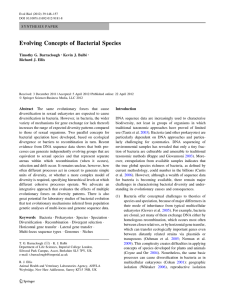 Evolving Concepts of Bacterial Species Timothy G. Barraclough Kevin J. Balbi