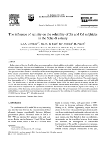 The in¯uence of salinity on the solubility of Zn and... in the Scheldt estuary *, H.J.W. de Baar L.J.A. Gerringa