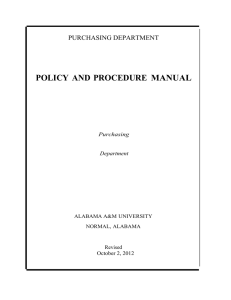 POLICY  AND  PROCEDURE  MANUAL PURCHASING DEPARTMENT Purchasing Department