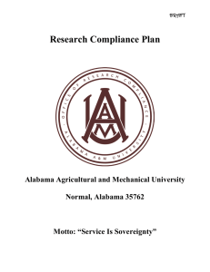 Research Compliance Plan  Alabama Agricultural and Mechanical University Normal, Alabama 35762