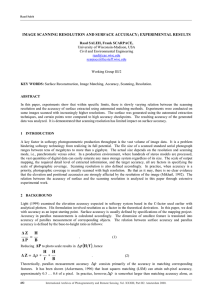 IMAGE SCANNING RESOLUTION AND SURFACE ACCURACY; EXPERIMENTAL RESULTS