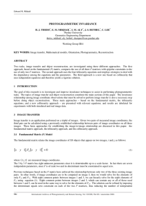 PHOTOGRAMMETRIC INVARIANCE