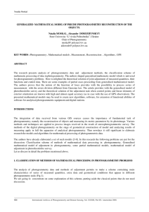 GENERALIZED  MATHEMATICAL MODEL OF PRECISE PHOTOGRAMMETRY RECONSTRUCTION OF THE OBJECTS.