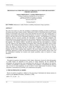 THE HUMAN FACTORS INFLUENCE ON PROCESS OF PATTERN RECOGNITION (THEORY QUESTION)