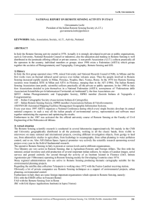 NATIONAL REPORT ON REMOTE SENSING ACTIVITY IN ITALY KEYWORDS: ABSTRACT Giovanmaria Lechi