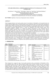 TOWARDS OPERATIONAL AIRBORNE REMOTE SENSING OF WATER QUALITY IN THE NETHERLANDS