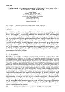 CLIMATE CHANGE: EVALUATION OF ECOLOGICAL RESTORATION OF DELHI RIDGE USING