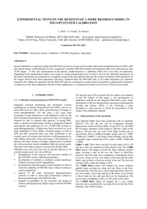 EXPERIMENTAL TESTS ON THE BENEFITS OF A MORE RIGOROUS MODEL... IMU/GPS SYSTEM CALIBRATION