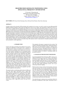 HIGH PRECISION KINEMATIC POSITIONING USING SINGLE DUAL-FREQUENCY GPS RECEIVER