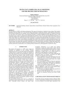 SPATIAL DATA MODELLING, DUAL PARTITIONS AND THE SPECIFICATION OF SEMANTICS  Martien Molenaar