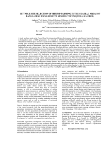 SUITABLE SITE SELECTION OF SHRIMP FARMING IN THE COASTAL AREAS... BANGLADESH USING REMOTE SENSING TECHNIQUES (4 S MODEL)