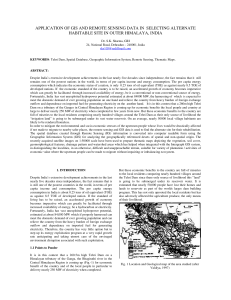 APPLICATION OF GIS AND REMOTE SENSING DATA IN  SELECTING... HABITABLE SITE IN OUTER HIMALAYA, INDIA