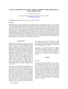 QUALITY ASSESSMENT OF GLOBAL MODIS LAI PRODUCT FOR THE REGIONAL