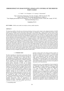 ERROR BUDGET OF LIDAR SYSTEMS AND QUALITY CONTROL OF THE... POINT CLOUD