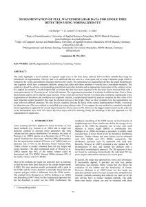 3D SEGMENTATION OF FULL WAVEFORM LIDAR DATA FOR SINGLE TREE