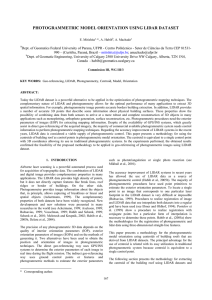 PHOTOGRAMMETRIC MODEL ORIENTATION USING LIDAR DATASET