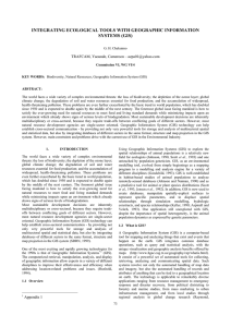 INTEGRATING ECOLOGICAL TOOLS WITH GEOGRAPHIC INFORMATION SYSTEMS (GIS) TRAFCAM, Yaounde, Cameroon –