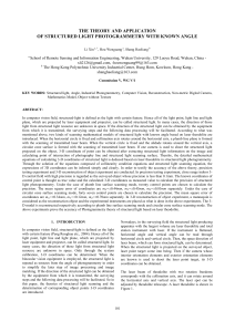 THE THEORY AND APPLICATION OF STRUCTURED LIGHT PHOTOGRAMMETRY WITH KNOWN ANGLE