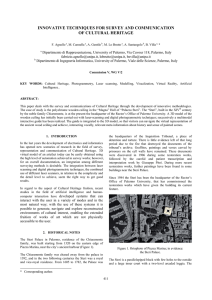 INNOVATIVE TECHNIQUES FOR SURVEY AND COMMUNICATION OF CULTURAL HERITAGE