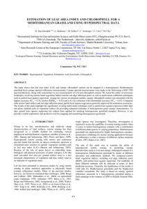 ESTIMATION OF LEAF AREA INDEX AND CHLOROPHYLL FOR A