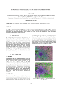 IMPERVIOUS SURFACE CHANGE IN BEIJING FROM 1984 TO 2001