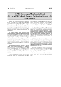 ISPRS Encourages Members to React to ASPRS's Draft Camera Calibration Report 26