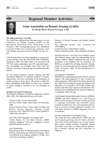 Regional Member Activities 40 Asian Association on Remote Sensing (AARS) ISPRS