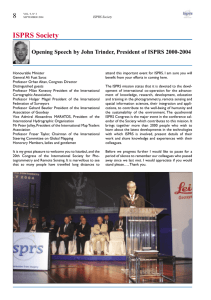 ISPRS Society 8 Opening Speech by John Trinder, President of ISPRS 2000-2004