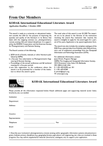 From Our Members 49 KODAK International Educational Literature Award