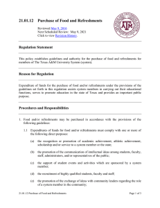 21.01.12    Purchase of Food and Refreshments Regulation Statement
