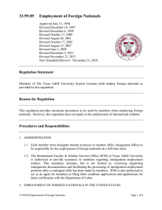 33.99.09     Employment of Foreign Nationals