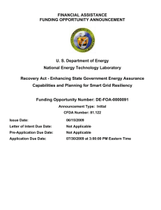 FINANCIAL ASSISTANCE FUNDING OPPORTUNITY ANNOUNCEMENT  U. S. Department of Energy