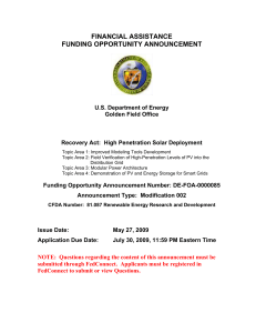 FINANCIAL ASSISTANCE FUNDING OPPORTUNITY ANNOUNCEMENT U.S. Department of Energy Golden Field Office