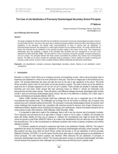 The Case of Job Satisfaction of Previously Disadvantaged Secondary School... Mediterranean Journal of Social Sciences PT Maforah MCSER Publishing, Rome-Italy