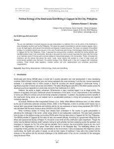 Political Ecology of the Small-scale Gold Mining in Cagayan de... Mediterranean Journal of Social Sciences Catherine Roween C. Almaden MCSER Publishing, Rome-Italy