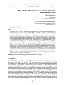 Effect of the Role of Family Function on the Resiliency... Addicted Husband in Tehran Mediterranean Journal of Social Sciences *Reza Shahmahmoudi