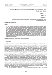 Economic Efficiency of Cocoa Production in Gashaka Local Government Area,