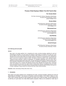 Process of Gate Keeping in Media: From Old Trend to... Mediterranean Journal of Social Sciences  Prof. Ghulam Shabir