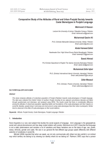 Comparative Study of the Attitudes of Rural and Urban Punjabi... Caste Stereotypes in Punjabi Language