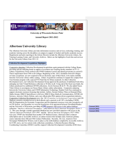 Albertson University Library University of Wisconsin-Stevens Point Annual Report 2011-2012