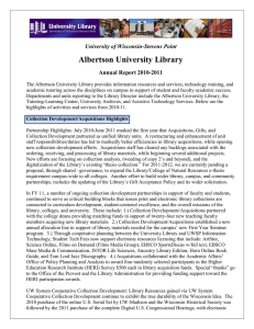 Albertson University Library University of Wisconsin-Stevens Point Annual Report 2010-2011